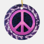 Sparkler Pink Peace Sign Ornament