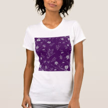 Sparkling Diamond Flowers & Butterflies On Plum T Shirt