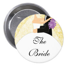 Sparkly Bride Bridal Party  Button / Pin Yellow