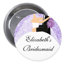 Sparkly Bride Bridesmaid  Button / Pin Purple