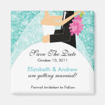 Sparkly Bride Groom Save The Date Magnet