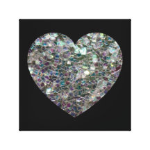 Sparkly colourful silver mosaic Heart Canvas Print