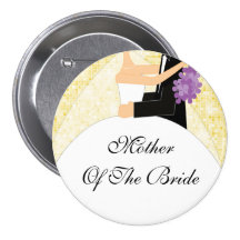 Sparkly Mother of the Bride Button / Pin Yellow