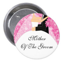 Sparkly Mother of the Groom Button / Pin Pink