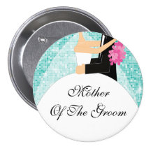 Sparkly Mother of the Groom Button / Pin Turquoise