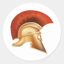 Spartan helmet illustration round stickers
