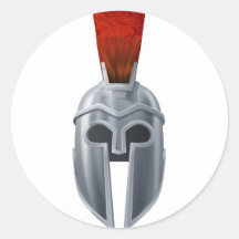 Spartan helmet illustration round stickers