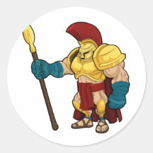 Spartan or Trojan Gladiator Round Stickers