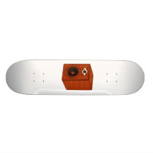 Speaker Single Grunged Graphic Red Brown Custom Skate Board