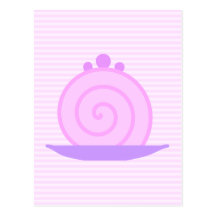 Spiral Pink Cake on Pink Stripes. Postcards
