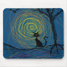 spooky cat in woods mouse pads
