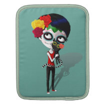 Spooky Dia de Los Muertos Girl ipad sleeves