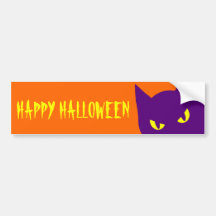 Spooky Happy Halloween Kitty Cat Scary Bumper Stickers