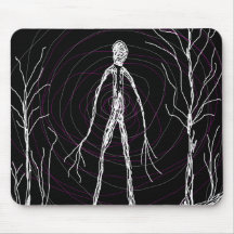 spooky man in woods mousepad