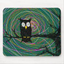 spooky owl in woods mouse pads