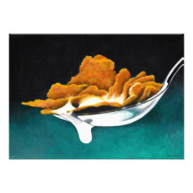 Spoonful of Cereal and Milk Painting Photo Print