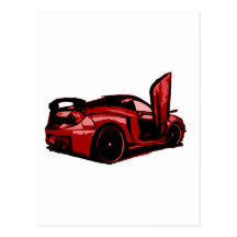 Sports Car Cartoon Graphic Postcard