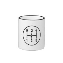 Sports car gear knob, transmission shift pattern mug