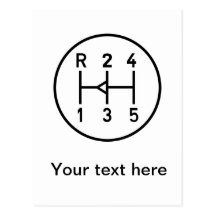Sports car gear knob, transmission shift pattern post cards