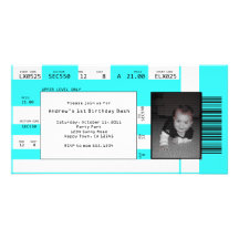 Sports Ticket Invite CHOOSE YOUR BACKGROUND COLOR Personalised Photo Card
