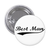 Sporty swash Best Man Black Pinback Button