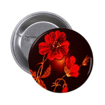 Spotlight on Red Flower,Brown & Black Back Pinback Button