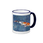 Spotted Sanke Koi in Tiled Pool with Dragonfly Mugs