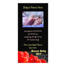 Spring Baby Photo Announcements Baby's Bith Customized Photo Card