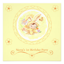 Spring Birthday Party Rabbit Illustration Personalised Invitation