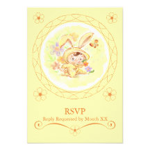Spring Birthday Party Rabbit Illustration RSVP Invitation