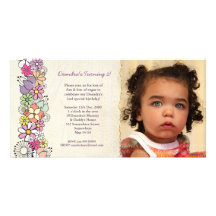 Spring Blossoms Baby Girls 2nd Birthday Invite Personalised Photo Card