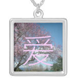 Spring cherry  blossoming trees love necklace
