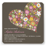 Spring Flowers Heart 3 Love Bridal Shower Invite