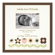 Spring Garden Photo Birth Announcement