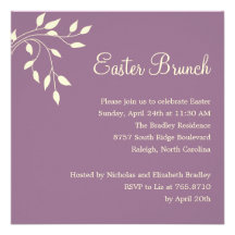 Spring Leaves Easter Party Invitation