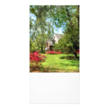 Spring - Suburban House With Azaleas Personalized Photo Card