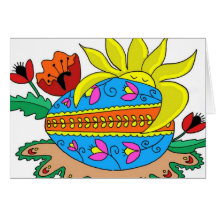 Spring Sun and Pysanka Greeting Cards