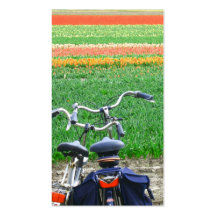 Spring Tulip Fields & Parked Bicycles Business Card Template
