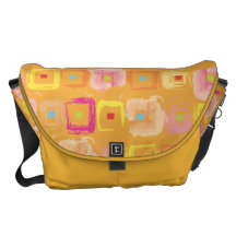Squares Tangerine Messenger Bags