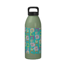 Squares Teal Water Bottle