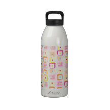 Squares White Reusable Water Bottle