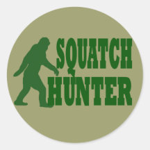 Squatch hunter round sticker