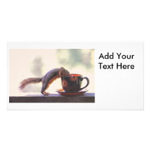 Squirrel and Coffee Cup Customized Photo Card