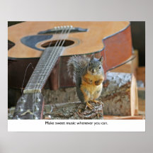 Squirrel with Guitar Poster