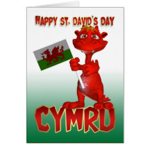 St. David's Day Card - Welsh Dragon Welsh Flag