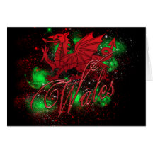 St. David's Day Card, With Wales And Dragon
