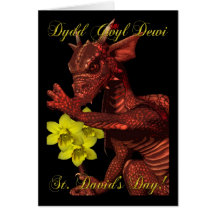 St Davids Day red Dragon Dydd Gwyl Dewi Cards