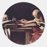 St. Jerome Writing By Michelangelo Merisi Da Carav Round Sticker