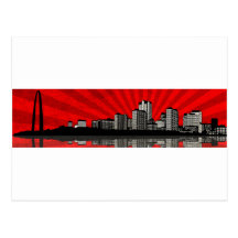 St. Louis Skyline Postcard (red)