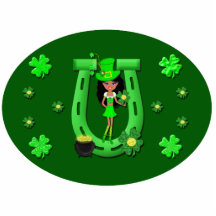 St Patrick’s Day Brunette Girl Leprechaun Photo Cut Outs